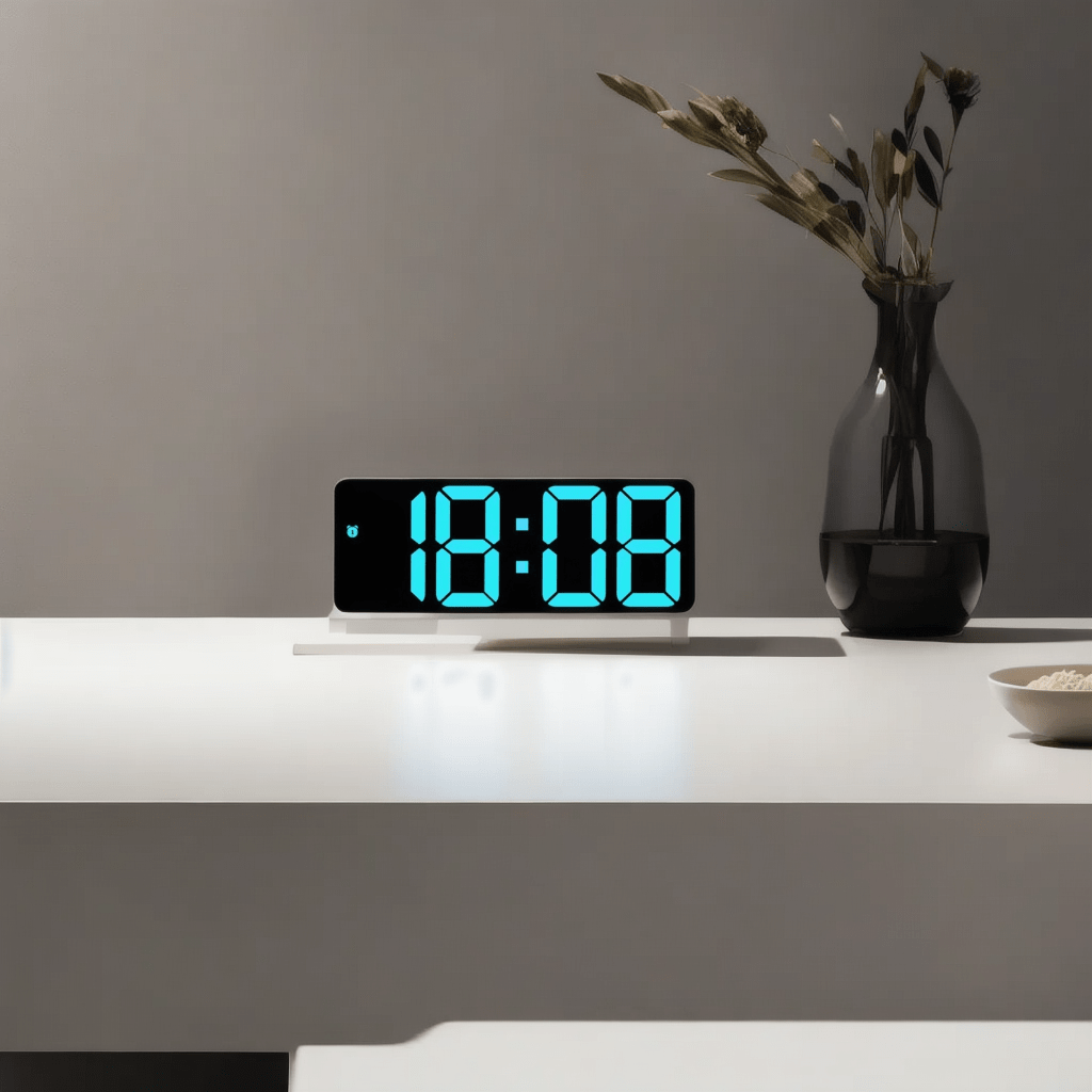 Réveil Digital Lumineux À Piles Noir - Cadran Bleu